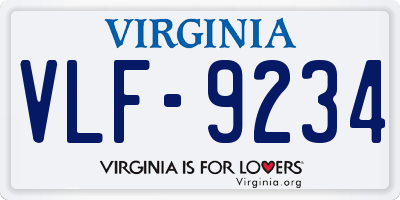 VA license plate VLF9234