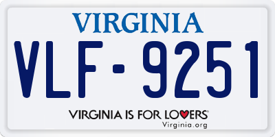 VA license plate VLF9251