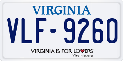 VA license plate VLF9260