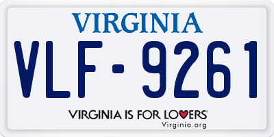 VA license plate VLF9261