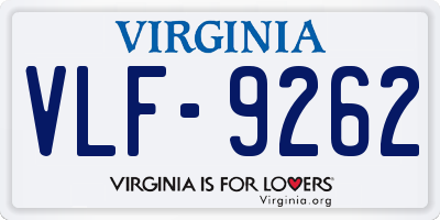 VA license plate VLF9262