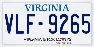VA license plate VLF9265