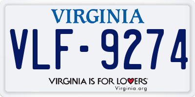 VA license plate VLF9274