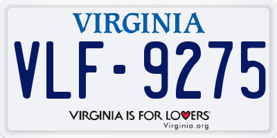 VA license plate VLF9275