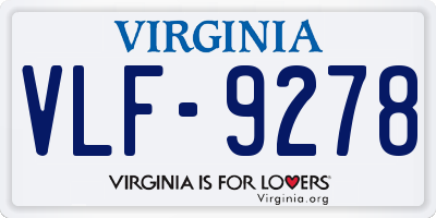 VA license plate VLF9278