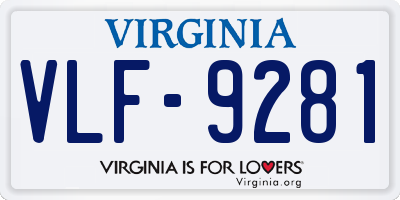 VA license plate VLF9281
