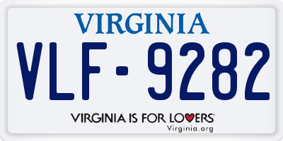 VA license plate VLF9282