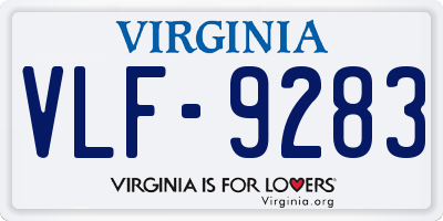 VA license plate VLF9283