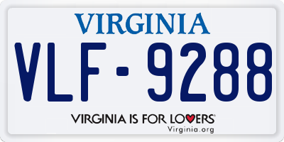 VA license plate VLF9288