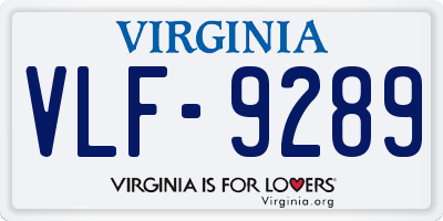 VA license plate VLF9289