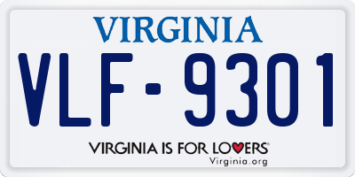 VA license plate VLF9301