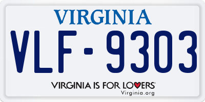 VA license plate VLF9303