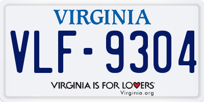 VA license plate VLF9304