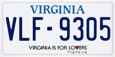 VA license plate VLF9305