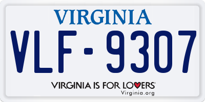 VA license plate VLF9307