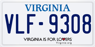 VA license plate VLF9308
