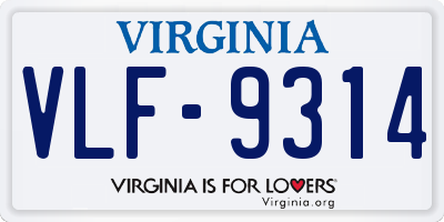 VA license plate VLF9314