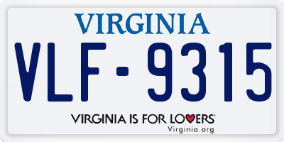 VA license plate VLF9315