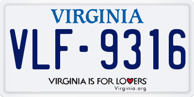 VA license plate VLF9316