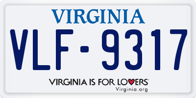 VA license plate VLF9317