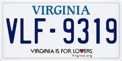 VA license plate VLF9319