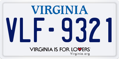 VA license plate VLF9321