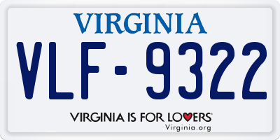 VA license plate VLF9322