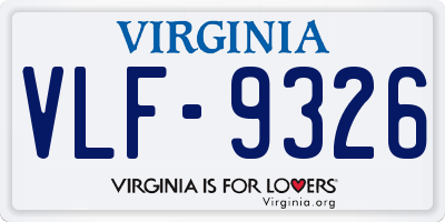 VA license plate VLF9326