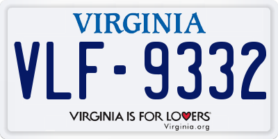 VA license plate VLF9332