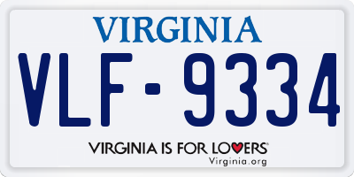 VA license plate VLF9334