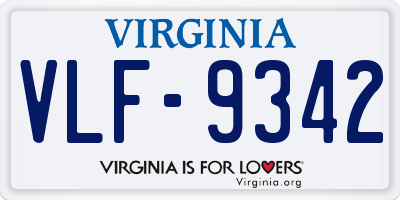 VA license plate VLF9342