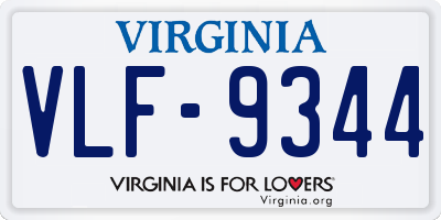 VA license plate VLF9344