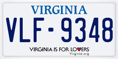 VA license plate VLF9348