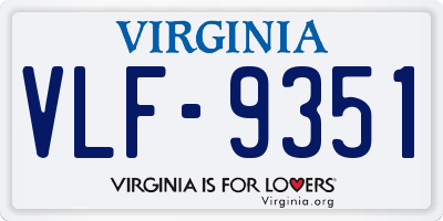 VA license plate VLF9351