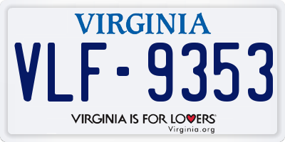 VA license plate VLF9353