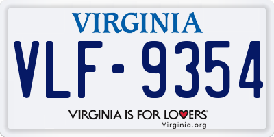 VA license plate VLF9354