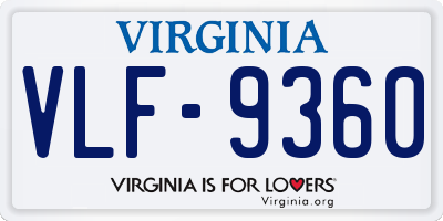 VA license plate VLF9360