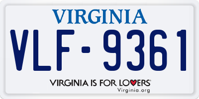 VA license plate VLF9361