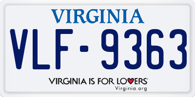 VA license plate VLF9363