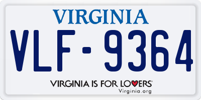 VA license plate VLF9364
