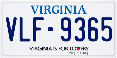 VA license plate VLF9365