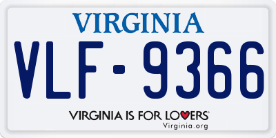VA license plate VLF9366