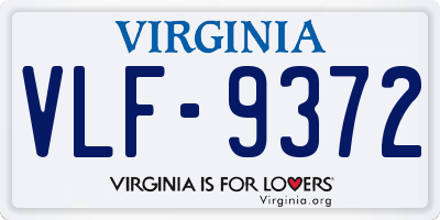 VA license plate VLF9372