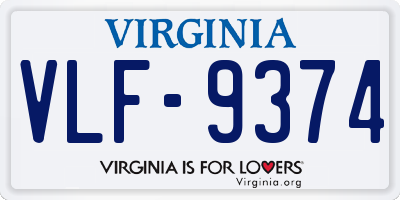 VA license plate VLF9374
