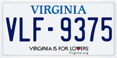 VA license plate VLF9375