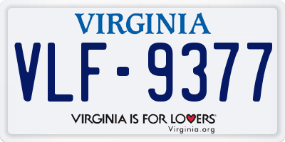 VA license plate VLF9377