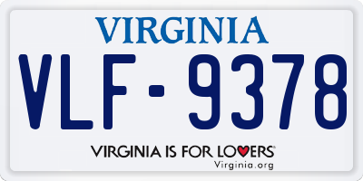 VA license plate VLF9378