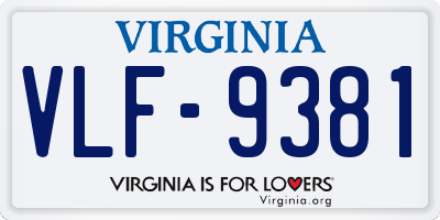VA license plate VLF9381