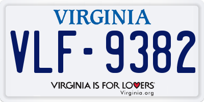 VA license plate VLF9382