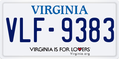 VA license plate VLF9383